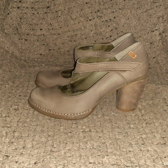 EL NATURALISTA-COLIBRI NF 60-Taupe/Plume Leather Mary Jane-Spool Heel-Sz 38-EX - Picture 2 of 8